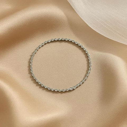 BRIA BY SAAR 925 Sterling Silver Beaded Stretch Bracelet for Women and Girls | Elegant High-Polish Silver Beads with Sparkling CZ Accents | Lightweight Daily Wear & Occasion Fine Jewellery