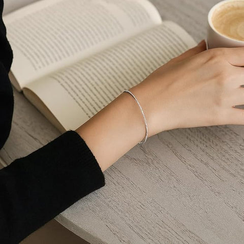 BRIA BY SAAR 925 Sterling Silver Minimalist Adjustable Bracelet for Women & Girls | Sleek Daily Wear Fine Jewellery | Elegant Versatile Chain for Layering | Hypoallergenic & Skin-Friendly Gift