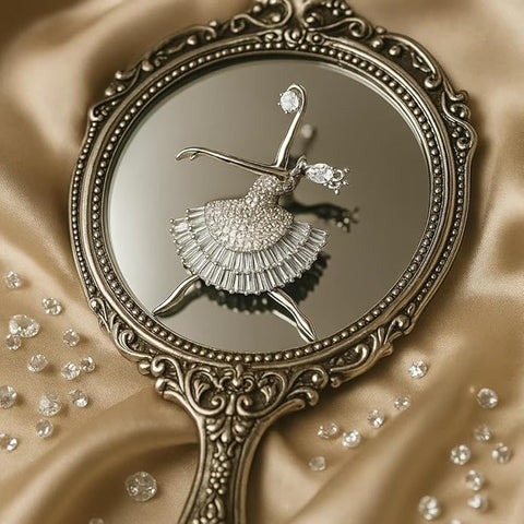 925 Sterling Silver Ballerina Style Saree Pin & Brooch for Women | Elegant Crystal-Studded Dancing Girl Dress Brooch | Stylish Blazer, & Ethnic Accessory