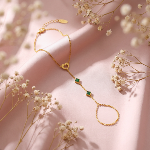 Bria By Saar 18K Gold Hathphool For Women & Girls | Premium Glossy Finish Anti-Tarnish Hand Bracelet Jewellery | Elegant Traditional & Contemporary Fashion Accessory For Party, Wedding, Festive & Gifting