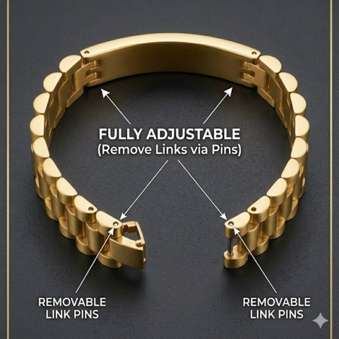 Bria By Saar Stainless Steel Golden Jubilee Style Chain Bracelet For Men | Premium Glossy Finish Anti-Tarnish Bracelet | Stylish Daily Wear Fashion Jewellery For Party, Casual & Gifting