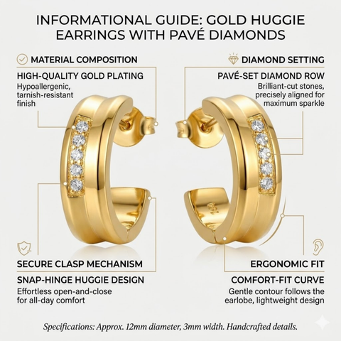 Bria By Saar Copper Gold-Plated Cubic Zirconia Stud Earrings For Women & Girls | Premium Glossy Finish Anti-Tarnish Earrings | Stylish Daily Wear Fashion Jewellery For Party, Casual & Gifting (Pair)