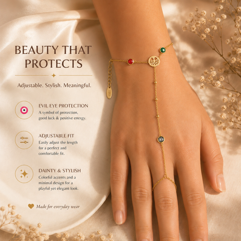 Bria By Saar 18K Gold Hathphool For Women & Girls | Premium Glossy Finish Anti-Tarnish Hand Bracelet Jewellery | Elegant Traditional & Contemporary Fashion Accessory For Party, Wedding, Festive & Gifting