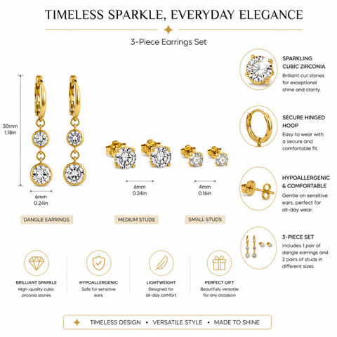 Bria By Saar 18K Gold Plated Cubic Zirconia Hoop Earrings For Women & Girls | Premium Glossy Finish Anti-Tarnish Earrings | Stylish Daily Wear Fashion Jewellery For Party, Casual & Gifting (Pair)