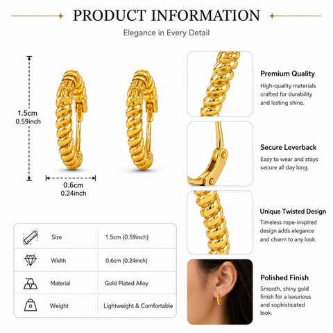 Bria By Saar 18K Gold Plated Cubic Zirconia Stud Earrings For Women & Girls | Premium Glossy Finish Anti-Tarnish Earrings | Stylish Daily Wear Fashion Jewellery For Party, Casual & Gifting (Pair)