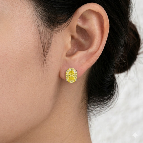 Luxury 1.96 Carat Oval Cut Moissanite Loose Stone 7x9mm – Golden Yellow VVS1 Clarity Certified Moissanite Gemstone with GRA Certificate | Brilliant Cut Loose Gem for Rings, Pendants, Earrings & Custom Jewelry | Men & Women