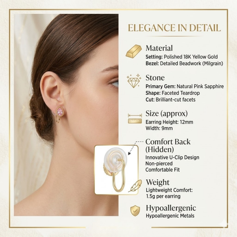 Bria By Saar 18K Gold Triangular Stud Setting Earrings For Women & Girls | Premium Glossy Finish Anti-Tarnish Earrings | Stylish Daily Wear Fashion Jewellery