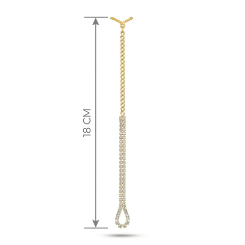 Bria By Saar 18K Gold Crystal Chain Mangtika For Men & Women | Premium Glossy Finish Anti-Tarnish Forehead Jewellery | Stylish Traditional & Party Wear Fashion Accessory For Wedding, Festive & Gifting