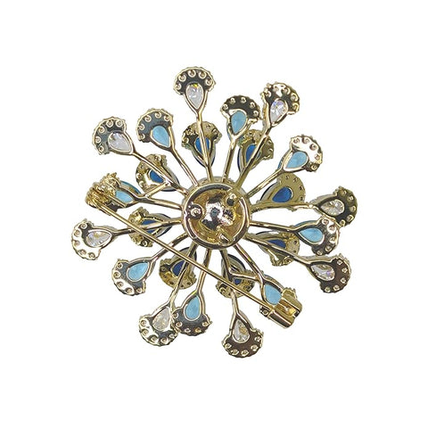 Luxury Pearl & Blue Crystal Flower Design Brooch with Sparkling Rhinestones – Elegant Party, Wedding, Festive & Formal Wear, Blazers, Ethnic & Western Outfits Pin for Women