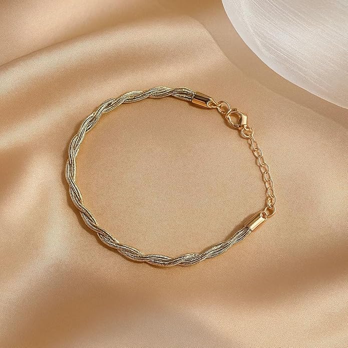 BRIA BY SAAR 925 Sterling Silver Adjustable Twisted Rope Bracelet for Women and Girls | Dual-Tone Rose Gold and Silver Finish | Elegant Handcrafted Minimalist Jewellery | Skin-Friendly Daily Wear Gift