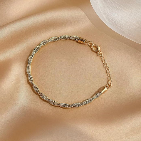 BRIA BY SAAR 925 Sterling Silver Adjustable Twisted Rope Bracelet for Women and Girls | Dual-Tone Rose Gold and Silver Finish | Elegant Handcrafted Minimalist Jewellery | Skin-Friendly Daily Wear Gift