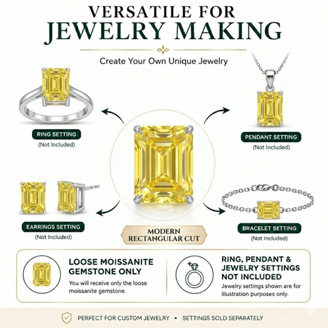 Luxury 1.36 Carat Golden Yellow Moissanite Loose Stone 5.5x7.5mm | VVS1 Clarity GRA Certified Brilliant Cut Gemstone for Rings, Pendants, Earrings & Custom Jewelry Men & Women | Stone Only
