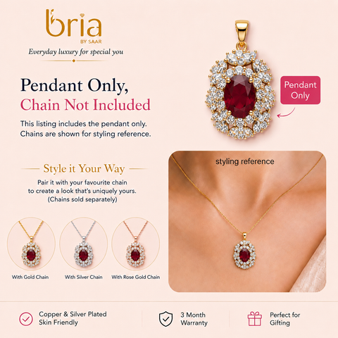 Bria By Saar Copper Gold-Plated Adjustable Cubic Zirconia Locket For Women & Girls | Premium Cz Pendant Necklace With Adjustable Chain | Anti-Tarnish Fashion Jewellery For Daily Wear, Party & Gifting