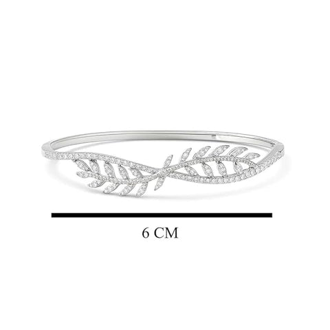 BRIA BY SAAR 925 Sterling Silver Leaf Vine Bangle for Women & Girls | Elegant Nature-Inspired Bracelet with Sparkling CZ Accents | Non-Tarnish Fine Jewellery Gift