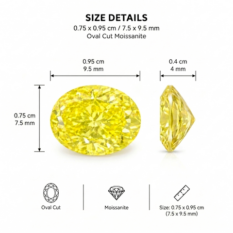 Luxury 2.46 Carat Oval Cut Golden Yellow Moissanite Loose Stone 7.5x9.5mm | VVS1 Clarity GRA Certified Brilliant Diamond Alternative Gemstone for Custom Rings, Pendants, Earrings & Fine Jewelry Men & Women (Loose Stone Only)