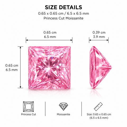 Luxury 1.62 Carat Pink Moissanite Loose Stone 6.5x6.5mm Princess Cut | GRA Certified VVS1 Clarity Pink Moissanite Gemstone | Brilliant Diamond Alternative for Rings, Pendants, Earrings & Custom Jewelry Men & Women (Stone Only)