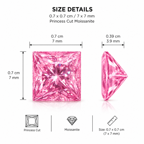 Luxury 1.89 Carat Pink Moissanite Loose Stone 7x7mm Princess Cut | GRA Certified VVS1 Clarity Pink Moissanite Gemstone | Brilliant Diamond Alternative for Rings, Pendants, Earrings & Custom Jewelry Men & Women (Stone Only)