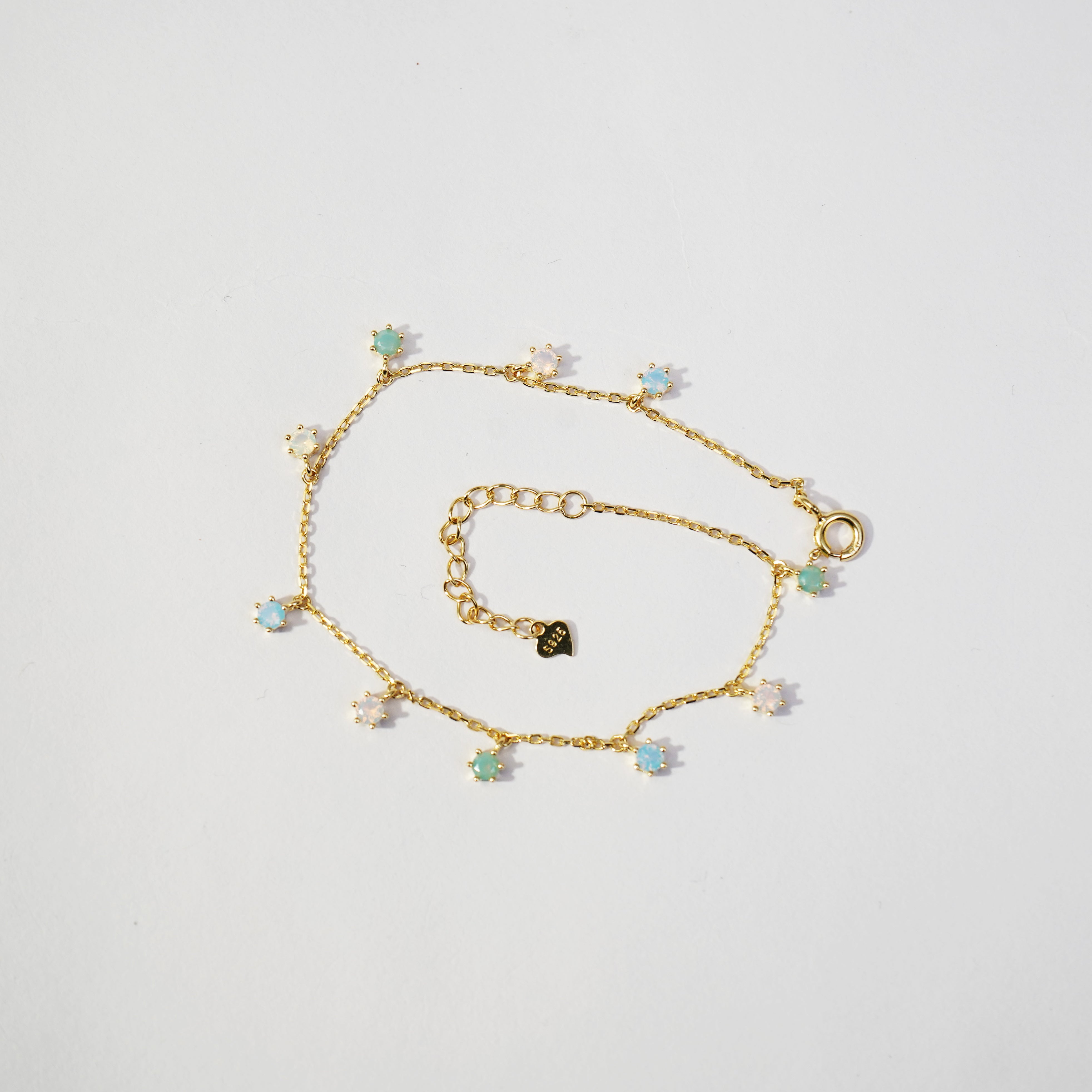 Gold-Plated Opal Charm Bracelet