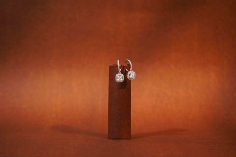 Elegant Cushion-Cut Drop Silver Earrings