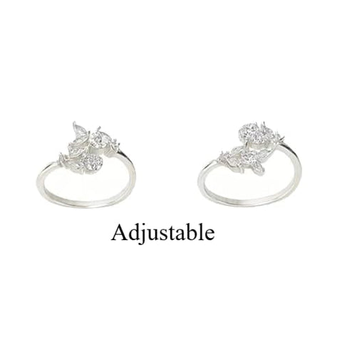 BRIA BY SAAR 925 Sterling Silver Adjustable Toe Rings for Women and Girls | Elegant Floral Cluster Design with Sparkling Pink Stones | Skin-Friendly Ethnic Fine Jewellery | 1 Pair (Set of 2)
