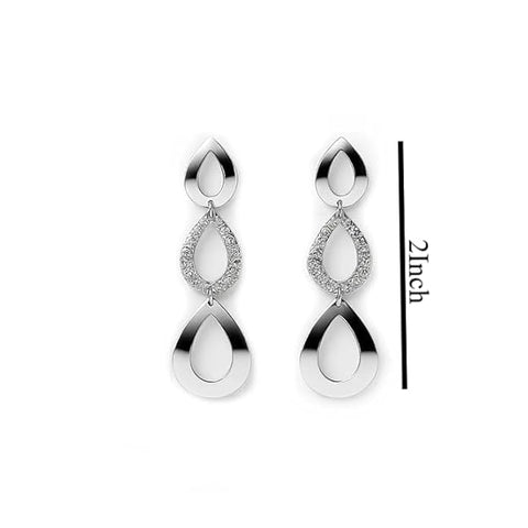 BRIA BY SAAR 925 Sterling Silver Turkish Triple Tear-Drop Dangle Earrings | Cubic Zirconia Statement Jewelry for Party & Daily Wear