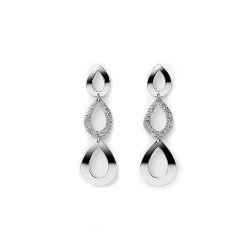 BRIA BY SAAR 925 Sterling Silver Turkish Triple Tear-Drop Dangle Earrings | Cubic Zirconia Statement Jewelry for Party & Daily Wear