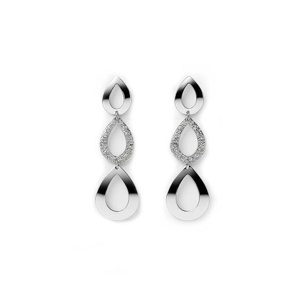 925 Sterling Silver Turkish Triple Tear-Drop Dangle Earrings | Cubic Zirconia Statement Jewelry for Party & Daily Wear(pair of 1)