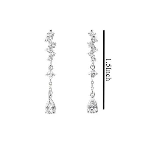 BRIA BY SAAR 925 Sterling Silver Hanging Earrings | Rose Gold-Plated Dangling Chain Design with Zircon Stones | Lightweight Modern Jewellery for Daily & Party Wear