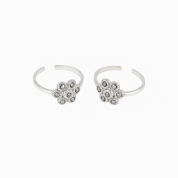 BRIA BY SAAR 925 Sterling Silver Adjustable Floral Cross Marcasite Ring/Toe Ring | Vintage-Inspired Fine Jewellery for Women & Girls