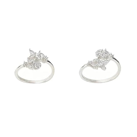BRIA BY SAAR 925 Sterling Silver Adjustable Toe Rings for Women and Girls | Elegant Floral Cluster Design with Sparkling Pink Stones | Skin-Friendly Ethnic Fine Jewellery | 1 Pair (Set of 2)